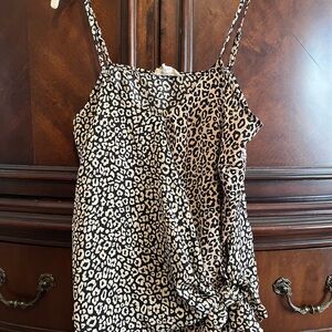 Black and Tan Fitted Camisole with Tie Front